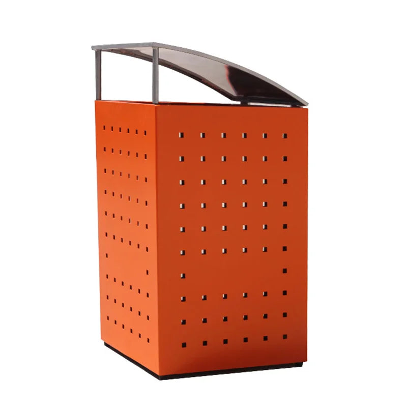 Outdoor Big Size Metal Garbage Container Trash Can Outside Garden Street Decorative Recycle Waste Bin Commercial Steel Dustbin