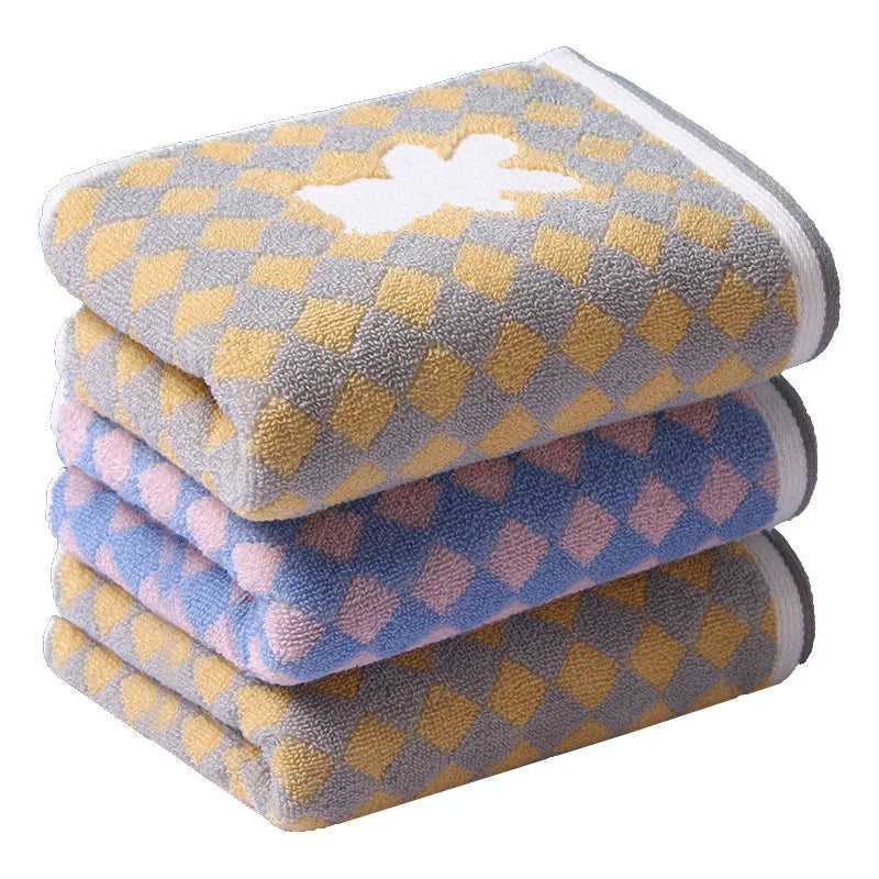 Best-selling Children's Towel Pure Cotton Children's Towel Jacquard Bear Towel Kindergarten Plaid Face Handkerchief