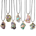 Super Large Gilded Crystal Original Stone Pendant with Multi-color Crystal Irregular Necklace Accessories