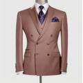 Brown Double Breasted Classic Men's Suits 3 Pieces Set Wedding Groom Tuxedo Winter Autumn Business Wear Prom Party Male Suit
