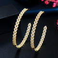 Hot Selling Hip-hop Exaggerated Big Full Cubic Zircon Retro 18k Gold Plated C Shape Hoop Earrings Fine Jewelry for Women Party