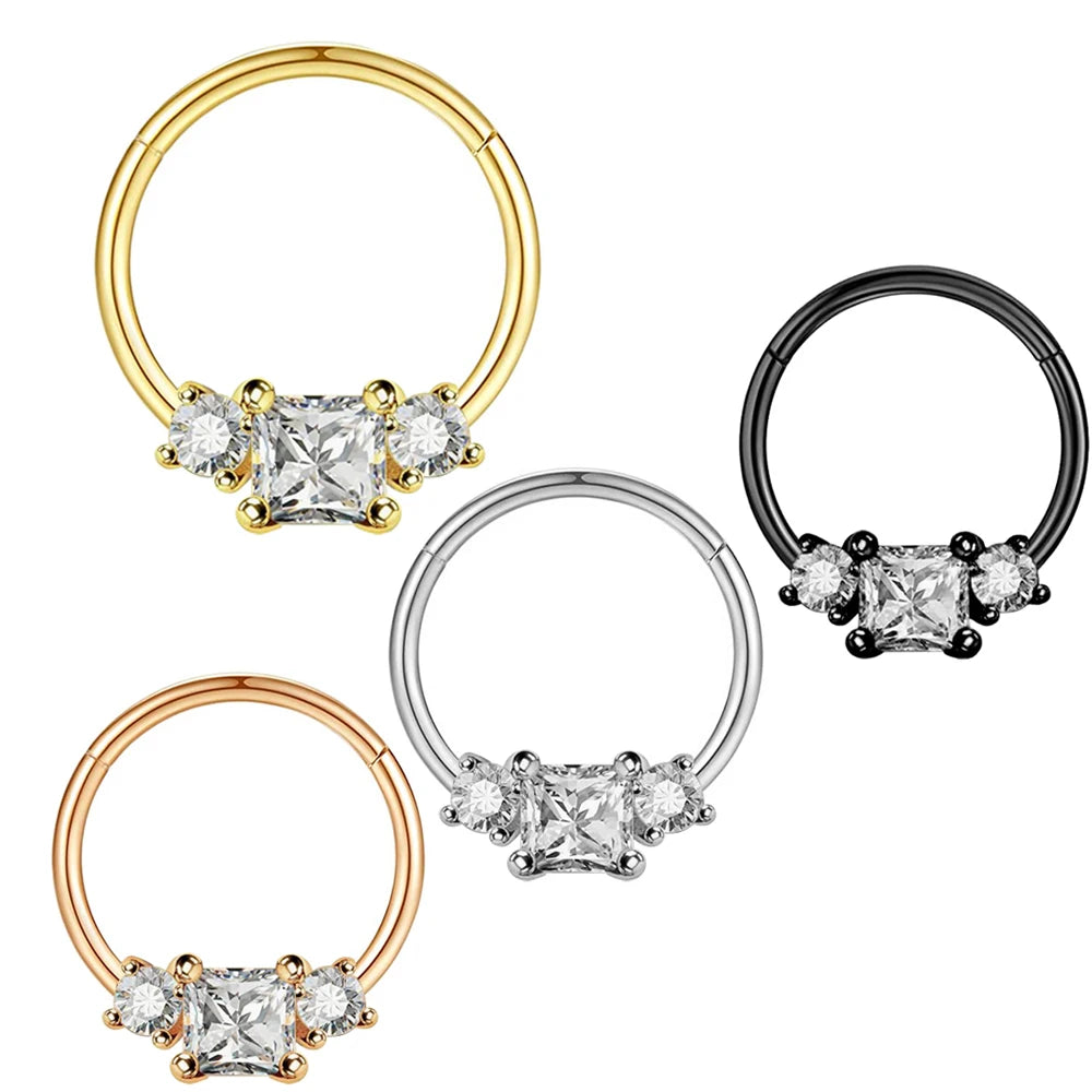 Surgical Steel Hinged Nose Rings Hoop 16G 18G Septum Rings for Women Men Clicker Cartilage Earrings Daith Helix Hoop Tragus Conc