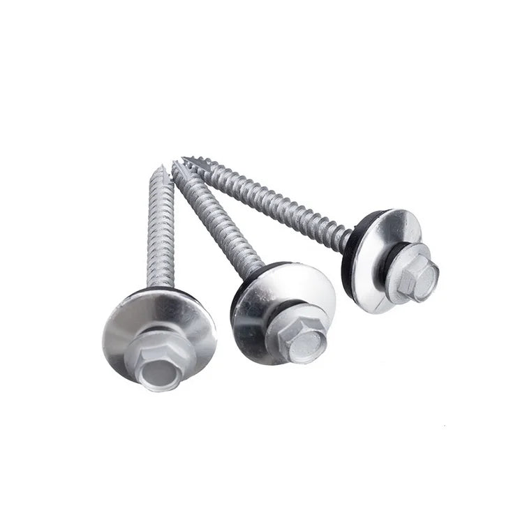 #14 X 1-1/4" 12-14 Dacromet Metal Galvanized Hex Galvanized Hexagonal Head Self-Drilling Tek Tapping Screws with Rubber Washer