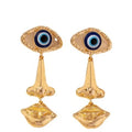 Women's Vintage Ethnic Chunky Exaggerated Jewelry New Crystal Long Drop Tassel Rhinestone Earrings for Lips Nose Mouth Eyes