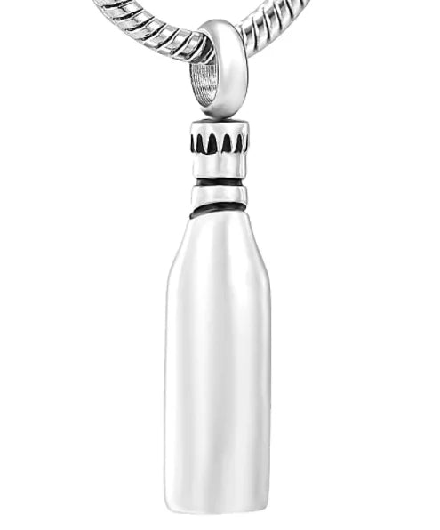 Stainless Steel Silver Plated Vintage Drifting Bottle Cremation Ash Locket Pendant Memorial Urn Necklace
