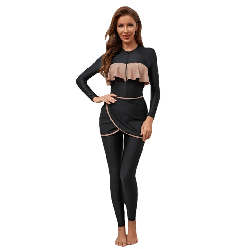 Wholesale 2023 Borkini Muslim Three-Piece Eco-Friendly UPF50+ 100% Polyester Swimsuit for Middle East Conservative Modest