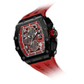 Luxury Men's Tonneau Sapphire Crystal Skeleton Dial Watch Silicone Band Custom 5 ATM Water Resistant Seiko Movement Sport