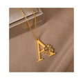 Initial Alphabet Letter Pendant Necklace Stainless Steel Rose Flower A-Z Letter Necklaces for Women Jewelry