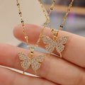 Wholesale Women Elegant Gold Silver Plating Butterfly Charm Necklace Sparkling Crystal Rhinestone Butterfly Necklace