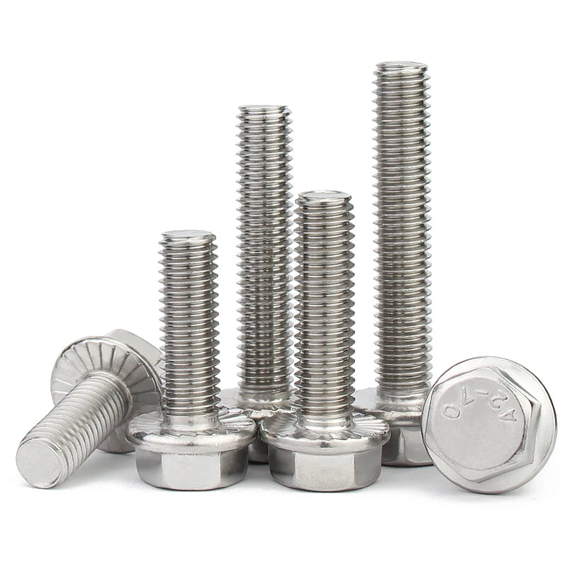 GB5787 304 Stainless Steel Hexagon Flange Bolt with Anti-Slip Pad M5-M12 Sizes Grade A2-70 for Building Applications