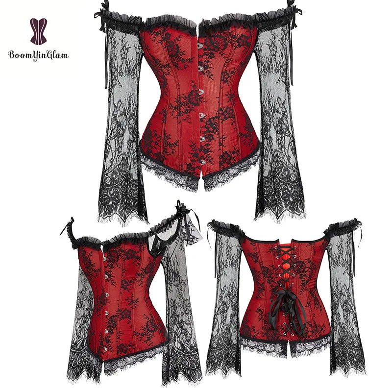 Plus Size Busty Women Daily Wearing Clothing Slimming Strapless Busier Lingerie Corset Off Shoulder Top Red XXXXXL