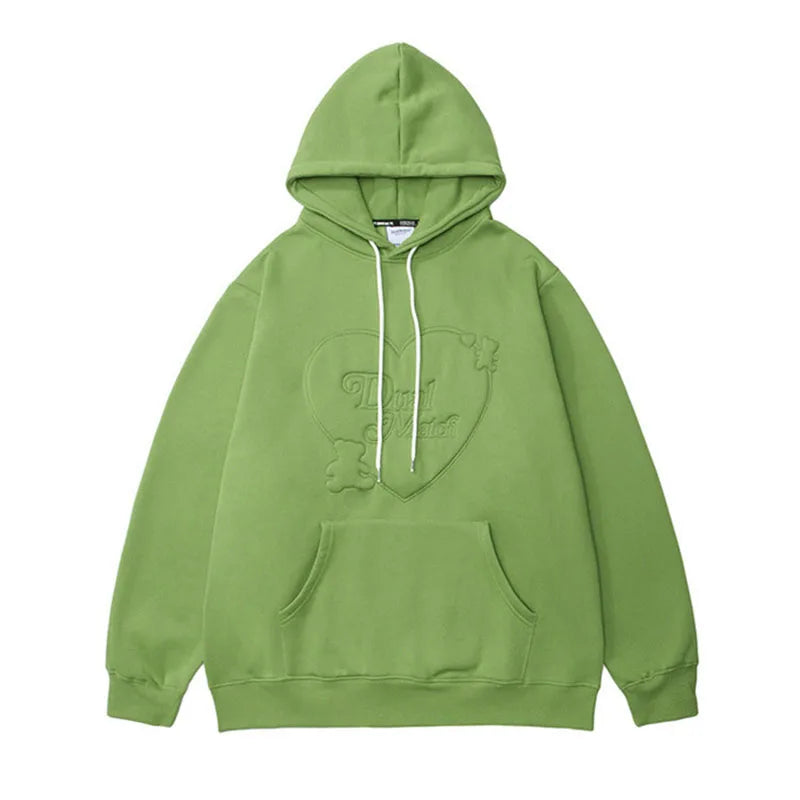 High Quality Oversized Pullover Hoodie for Men Embossed Design Hooded Collar XL Size for Autumn Season
