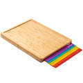Bamboo Clean Cutting Board Tray Serving Chopping Boards Set with 6 Color-Coded Flexible Cutting Mats Serving Mats for Kitchen