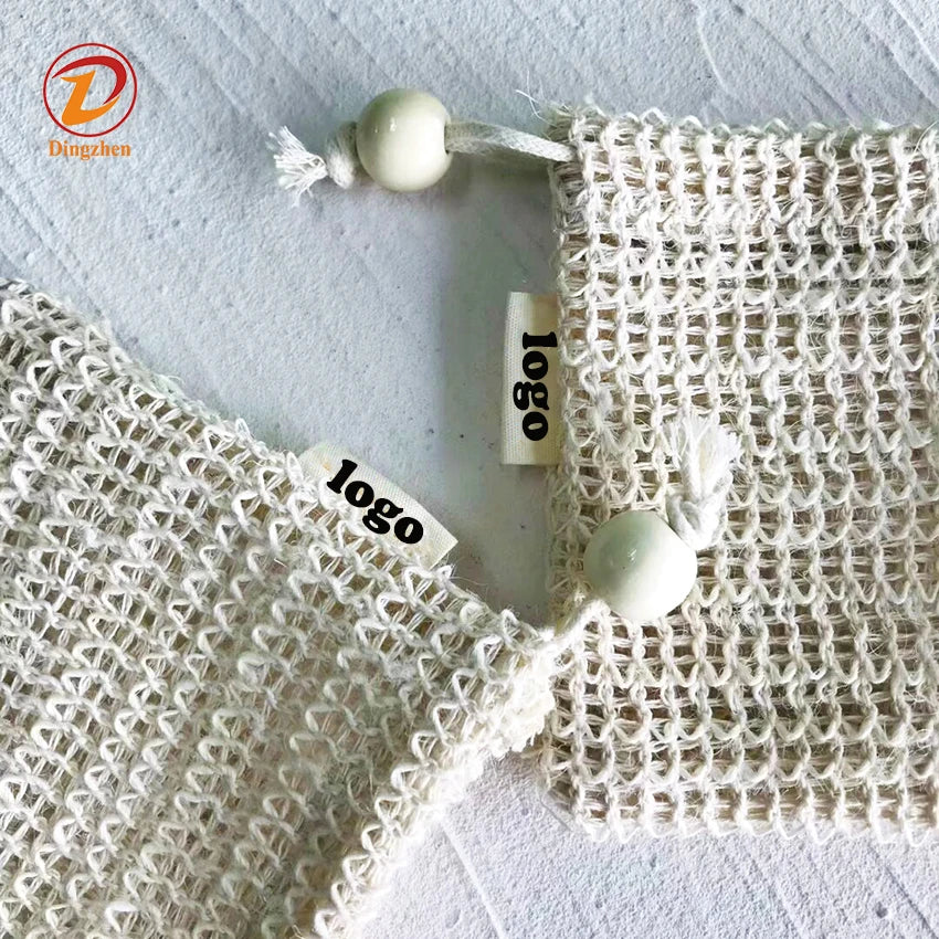 Wholesale Price Eco Biodegradable Soap Pouch Bar Saver Bag Natural Sisal Exfoliating Laundry Bag with Custom Logo