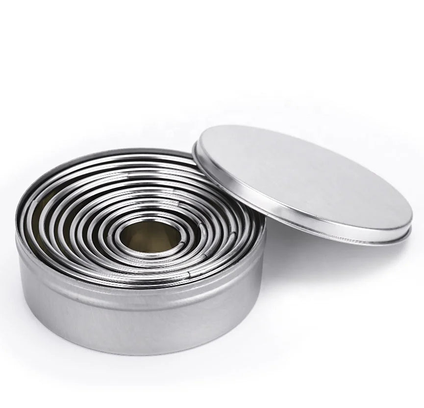 11 Pcs Non-Stick Stainless Steel Biscuit Mould Cookie Cutter Round Cookie Cutters Set