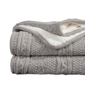 PLHAN Cozy Reversible Knitted Cable Knit Sherpa Throw Blanket Faux Sheepskin Lined Solid Pattern Winter Eco-Friendly Custom
