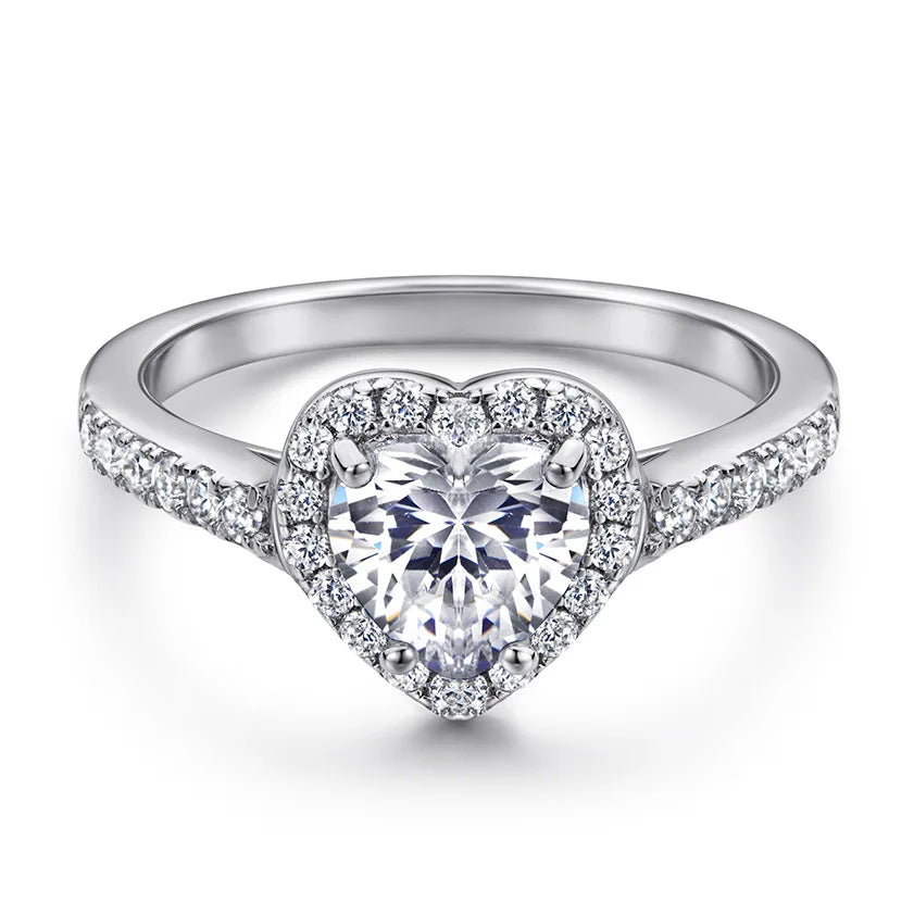 OAHLAN Romantic Fashion Jewelry 2ct Heart Cut Cubic Zircon 925 Sterling Silver Engagement Solitaire Wedding Anniversary Party