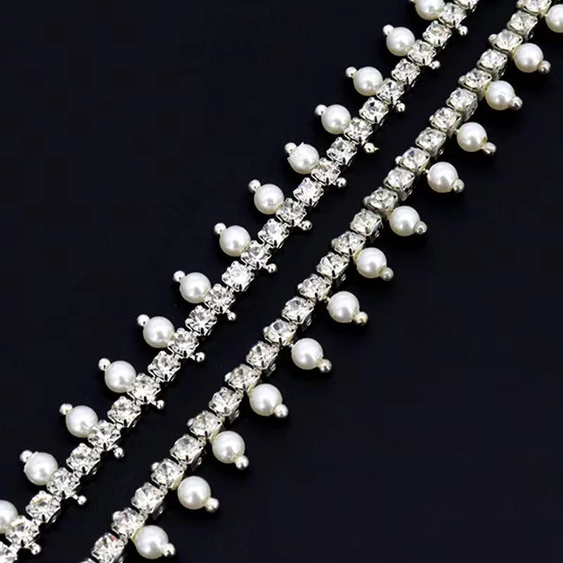 New Tassel Claw Chain Motif Rhinestone Flatback Fancy Pearl 4mm Wedding Waist Chain Metal Customizable Decorative Clothing