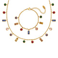 Luxury Women Accessories Diamond Jewelry Sets Necklace and Bracelet Multiple Colors Zirconia Stainless Steel Gift Opp Bag CN;GUA