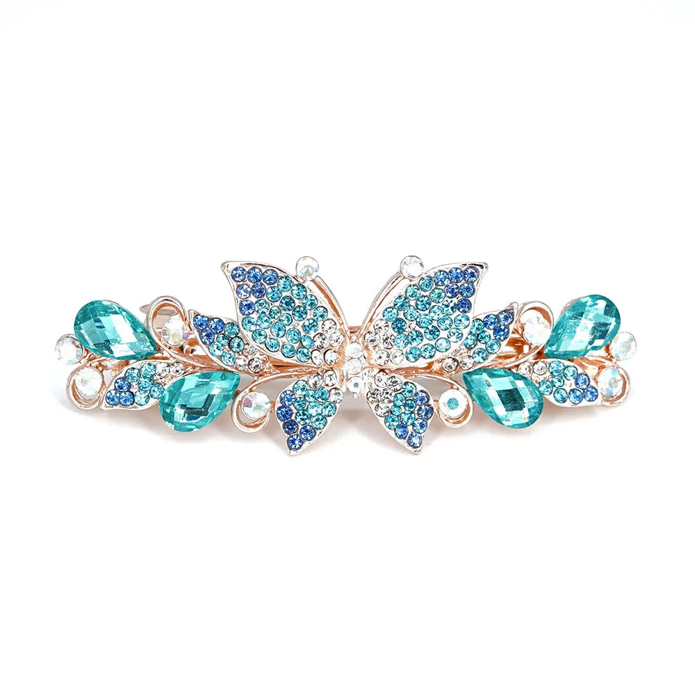 Hot Trend Crystal butterfly Spring Clip with Diamond Hair Ornament Rhinestone Headdress Exquisite Hair Clips for Women and Girls