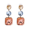 HOVANCI Luxury Temperament Jewelry Inlay Crystal Drop Earrings Elegant Square Champagne Stone Rhinestone Dangle Earrings