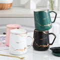 Custom Marble Cup Printed Porcelain Personalized Design Ceramic Marble Coffee Couple Mugs Set