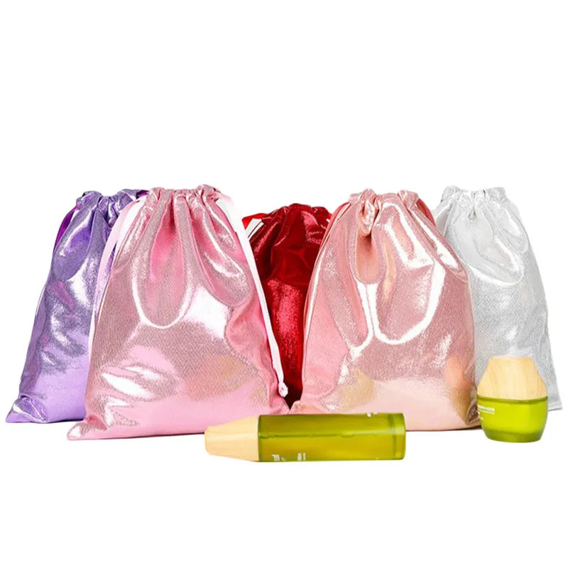 Kosmetiktasche Maleta De Maquillaje Solid Color Sequins Drawstring Pocket Jewelry Bag Travel Glitter Makeup Cosmetic Organizer