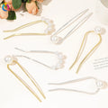 Gold Silver Color Metal U Shape Hair Stick Chignon Tool with White Pearl Simple Women Hair Accessory