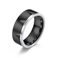 Simple Engraved 8MM Faceted Chute Triangle Matte Black Plated Stainless Steel Men's Rings Brushed Steel Wedding Bands