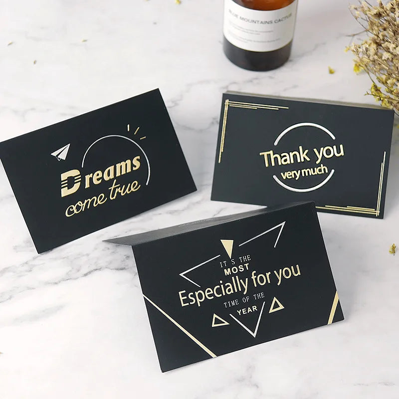 Custom Simple Blessing Holiday Thank You Gift Paper Card Folding Handwritten Craft White Cardboard Gift Greeting Card Paper