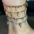 Wholesale Cuban Link Anklet Chain Anklet Butterfly Pendant Anklet for Women
