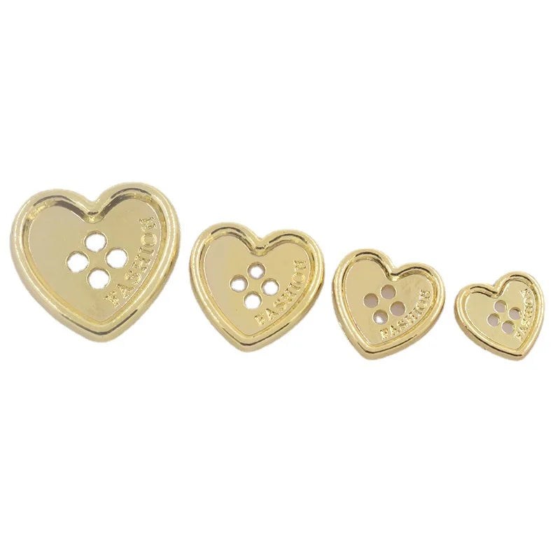 WYSE Trendy Custom Button  Heart Shaped Alloy 4 Holes Sewing Buttons for Clothing Garment Coat Shirt