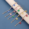 lady silver 18k gold tennis bracelet anklets crystal link chain ankle foot jewelry for women rhinestone butterfly tennis anklet