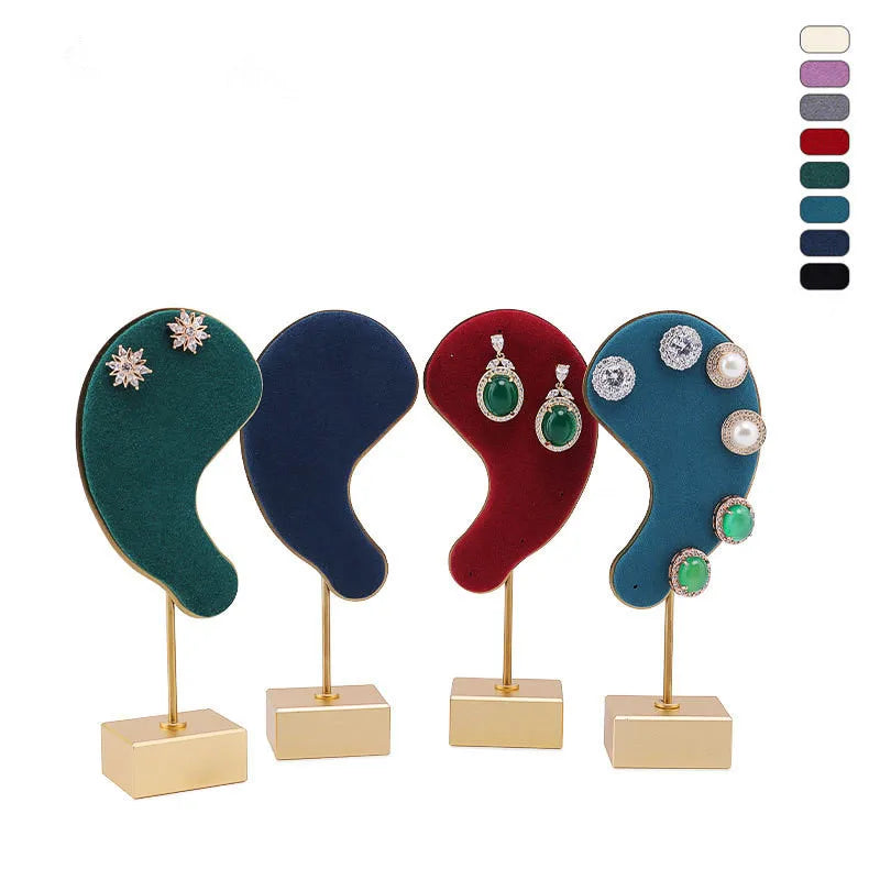 Lovely Multi-color Microfiber High Quality INS Modern Metal Ear-shape Earrings Jewelry Display Stand