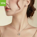 YFN Jewelry 925 Sterling Silver Heart Cute Cow Necklace and Earrings Sets for Women