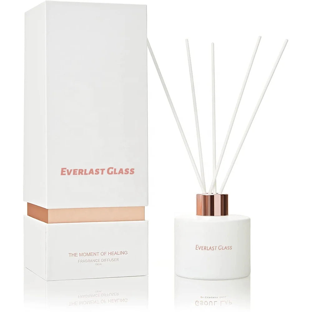 Wholesale Luxury Home Fragrance Essential Oil Aroma White 100ml Reed Diffuser Bottle With Box