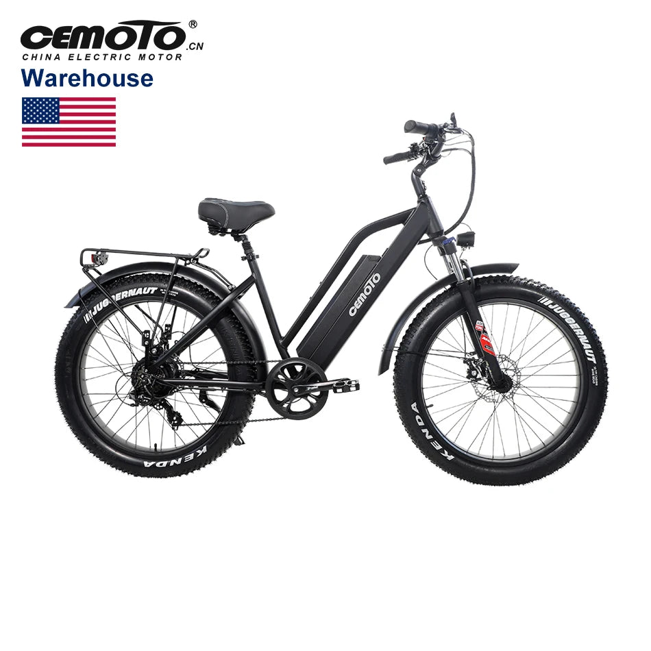 Wholesale USA Warehouse 48V 500w High Quality Step Through Rear Hub Driving 26 Inch Fat Tire Electric Bike for Sale