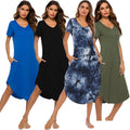 Women's Soft Long One-Piece Lounge Dress Solid Pajama Gown for Sleep Night Home Wear-Loose Casual Style