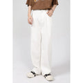 Men's Winter Embroidery Button Loose Straight-leg Jeans White Black Stone Wash 100% Cotton Casual Elegant