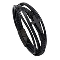 Men's Multilayer Imitation Cowhide Leather Bracelet with Smooth Magnetic Buckle Cross-Design Charm Bracelet MegaBDM