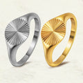 18k Gold Plated Stainless Steel Sunburst Ring Delicate Jewelry Gift Mens Rings Shiny Sunshine Sun Signet Rings for Men Women