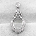 Sterling Silver 11*14mm Semi Mount Pendant Empty Frame Blank Support Setting S925 Base Holder Without Center Stone for DIY Inlay