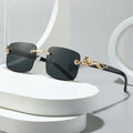 2025 Leopard Decor Rectangular Sunglasses UV400 Famous Design Shades Luxury Brands Cut-Edge Rimless Sunglasses for Women Men