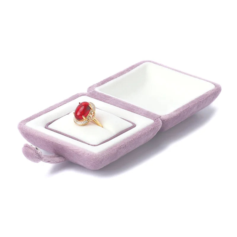 Factory Inventory Purple Luxury Velvet Bead Treasure Box Necklace Ring Box Gift Jewelry Packaging Wholesale