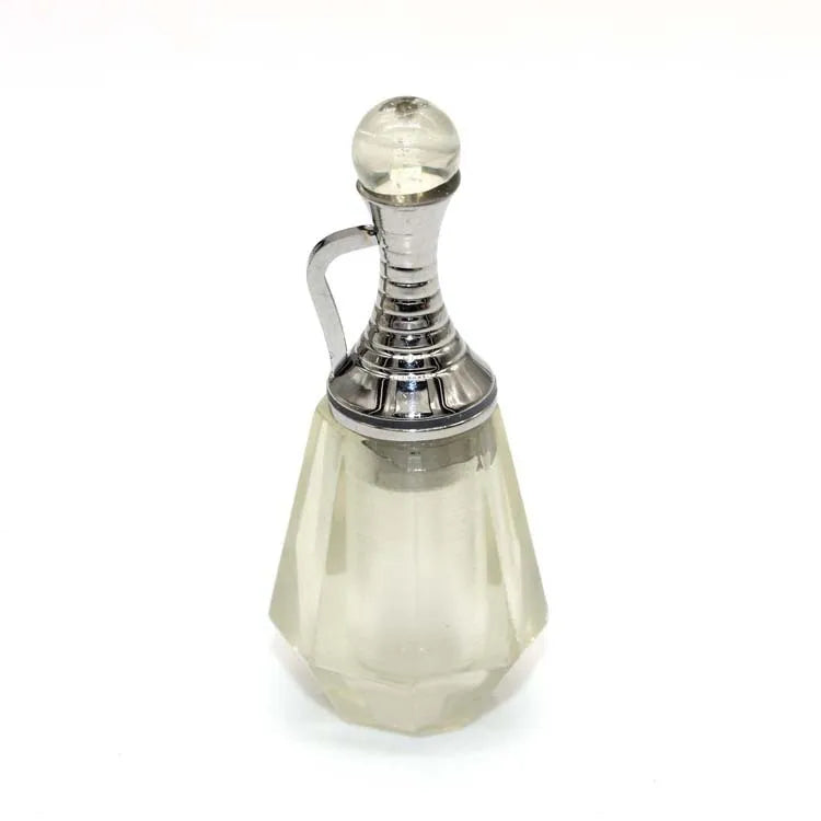 HZ Wholesale Natural Crystal Citrine Facet Stainless Steel Silver Kettle-shaped Perfume Essential Oil Bottle Pendant Jewelry