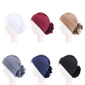 Wholesale RTS Fast Delivery Muslim Hijab Polyester Spandex Turban Chemo Beanie Hat Muslim Turban Head Wrap With Flower for Women