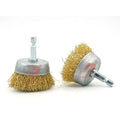 Wholesale Crimped Shaft Brass-Coated Steel Wire Cup Brush China for Polishing and Rust Removal Cleaning Brushes
