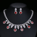 Tiktok New Crystal Wedding Jewelry Set Shiny Necklace Earrings Leaf Flower Zircon Bridal Jewelry Set for Women