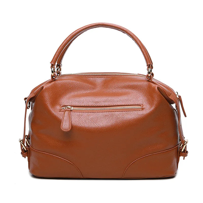 European Fashion PU Leather Handbag - Stylish Solid Color Lychee Texture Tote Bag Lightweight Work & Travel Essentials