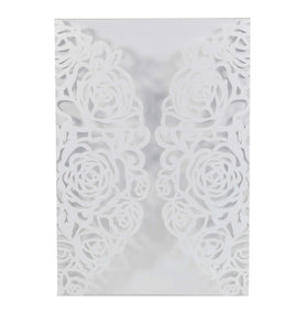 Hot Sale Luxury Wedding Invitations Valentine's Day Glitter Silver Folder White Rose UV Printed Eco-Friendly Custom Made Paper